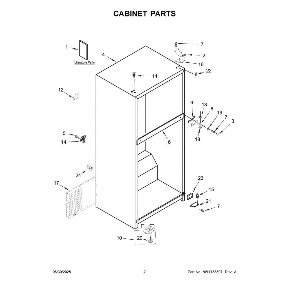 Cabinet Parts Diagram and Parts List for ARTX3028PB01  Amana Refrigerator