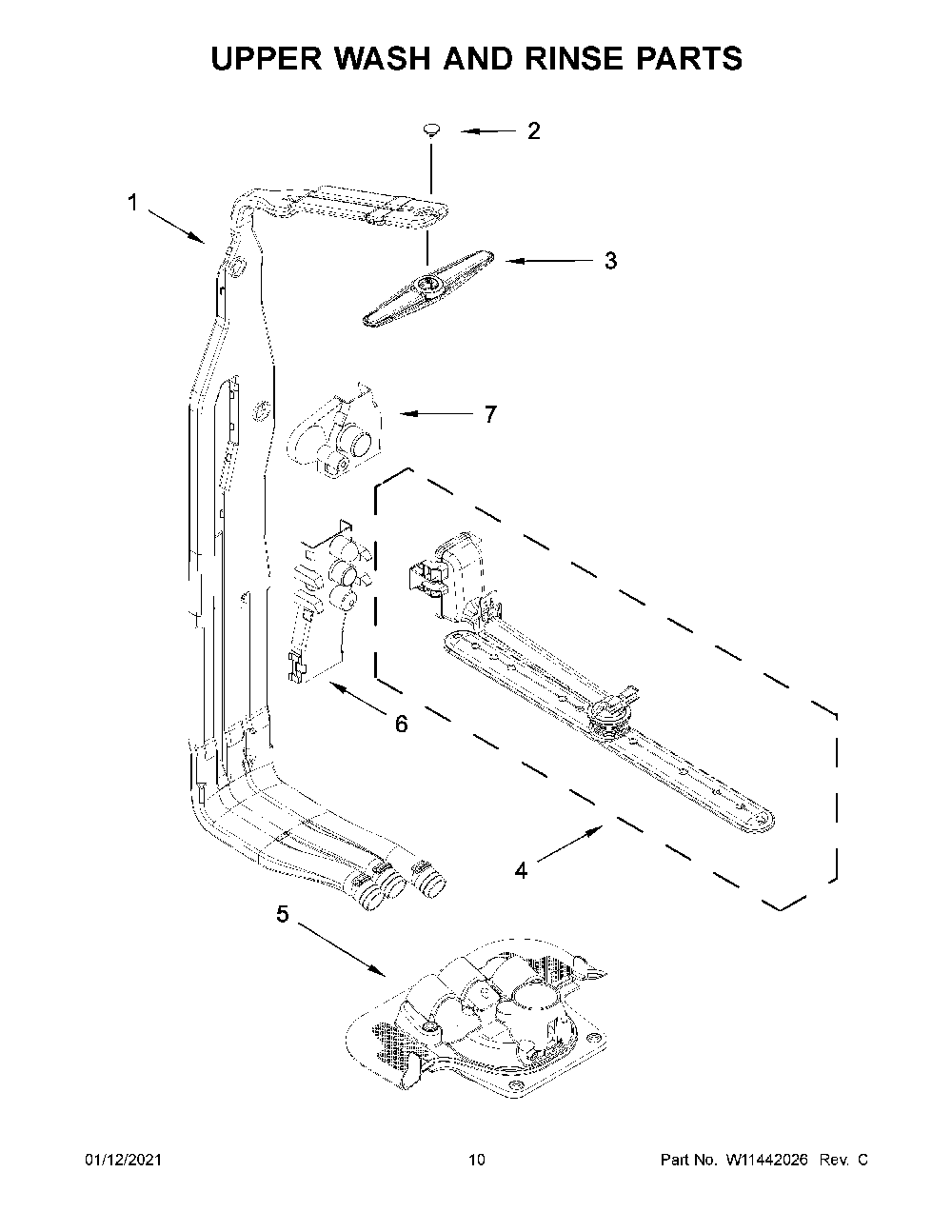 Upper wash and rinse parts Diagram and Parts List for MDB8959SKW0  Maytag Dishwasher