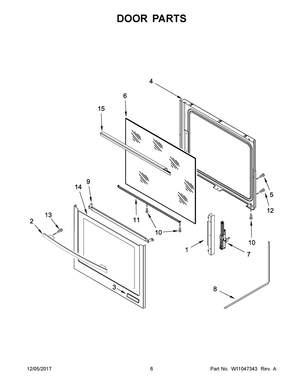 Door Parts Diagram and Parts List for JES1450DS1  Maytag Range