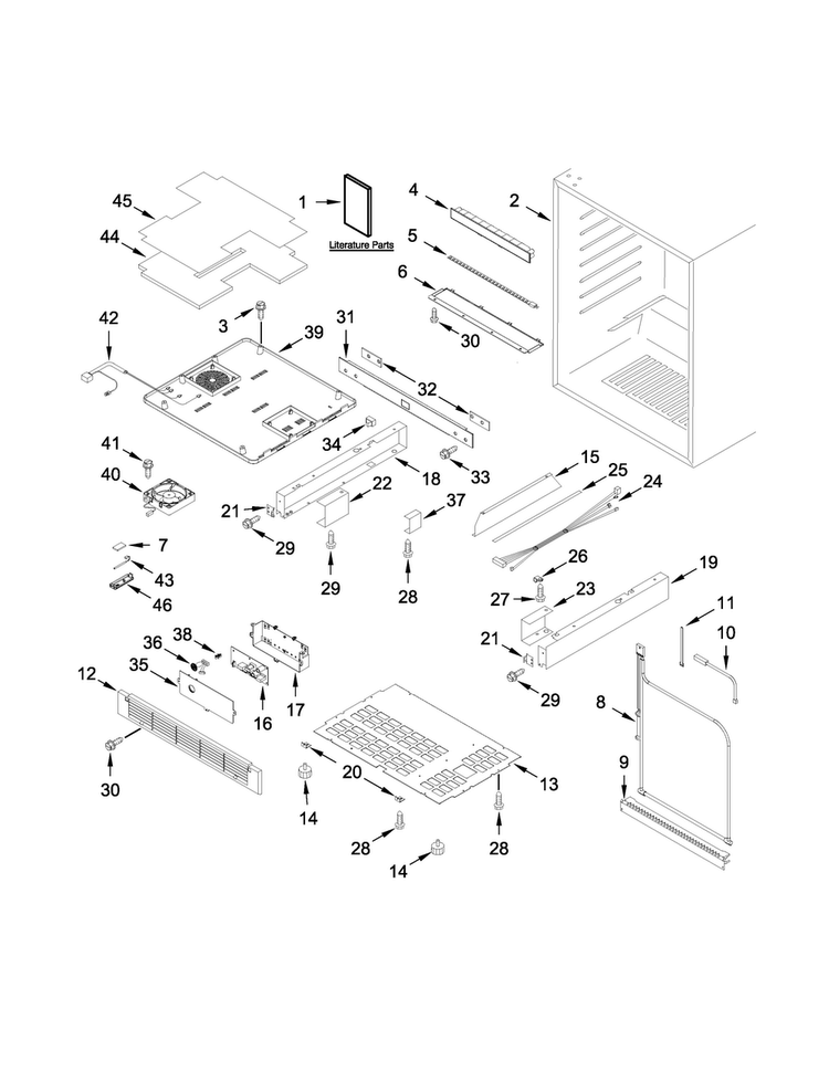 Cabinet Parts Diagram and Parts List for JUR24FRECX00  Jenn-Air Refrigerator
