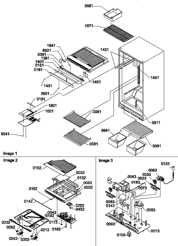 Interior Cabinet And Drain Block Assembly Diagram and Parts List for TM17TBW-P1305901WW  Amana Refrigerator