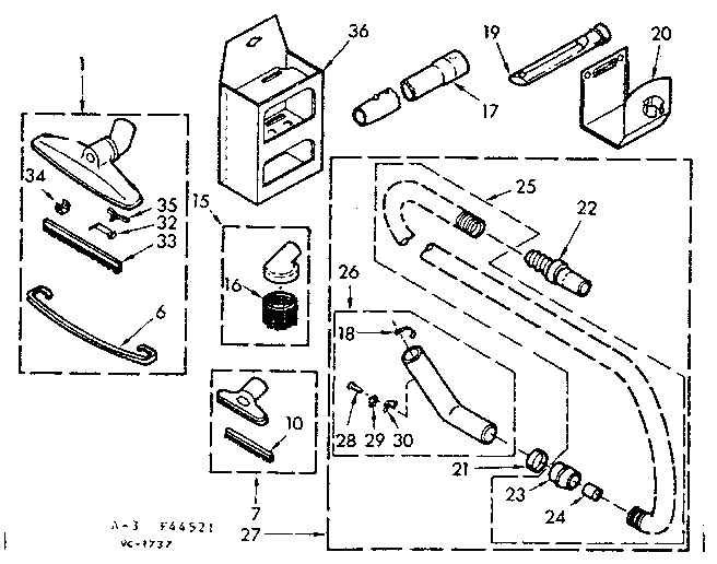 Attachment Parts Diagram and Parts List for 11644521  Kenmore Central Vacuum
