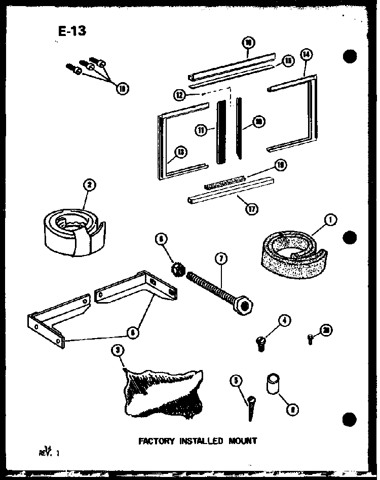 Factory Installed Mount Diagram and Parts List for 218-5K P67535-7R Amana Air Conditioner