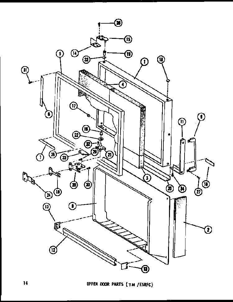 Upper Door Parts Diagram and Parts List for TM14F-P75658-2W  Amana Refrigerator