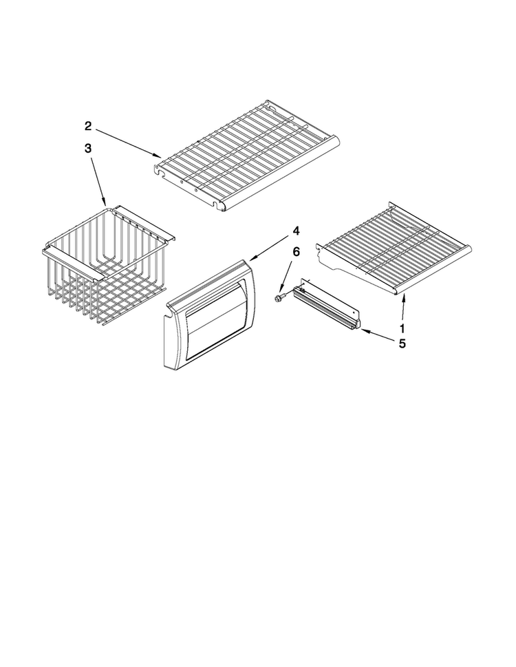 Freezer Shelf Parts Diagram and Parts List for JS42SEDUDW13  Jenn-Air Refrigerator