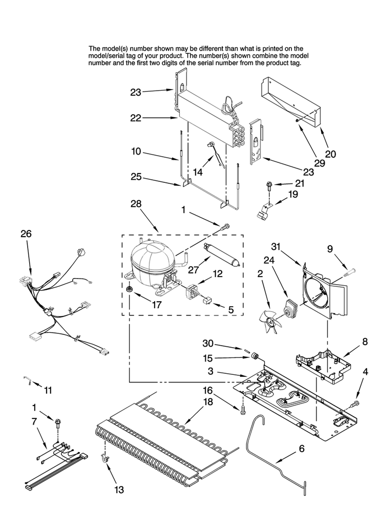 Unit Parts Diagram and Parts List for AFB2234WEW10  Amana Refrigerator