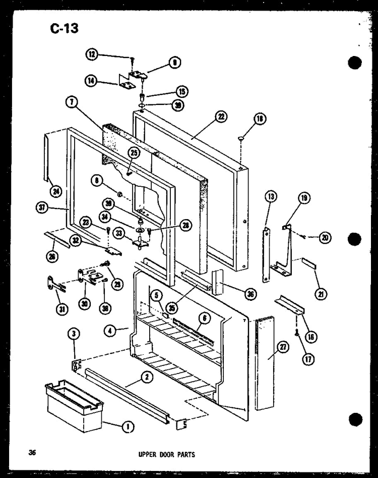 Upper Door Parts Diagram and Parts List for TC18F-G-P75288-5WG  Amana Refrigerator