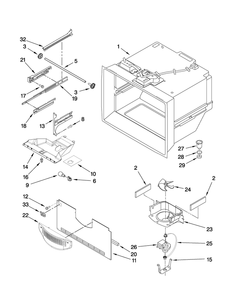 Freezer Liner Parts Diagram and Parts List for ABB2227VEB2  Amana Refrigerator