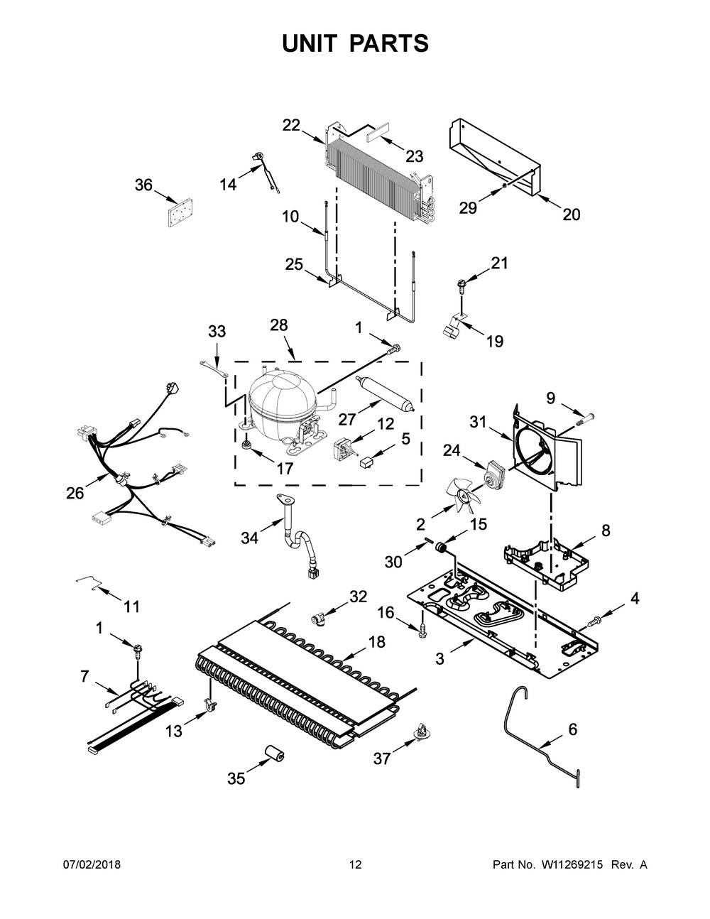 Unit Parts Diagram and Parts List for MFI2269FRZ03  Maytag Refrigerator