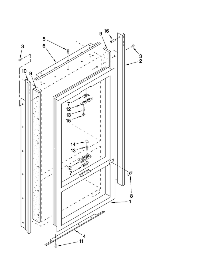 Cabinet And Breaker Trim Parts Diagram and Parts List for JF42NXFXDW00  Jenn-Air Refrigerator