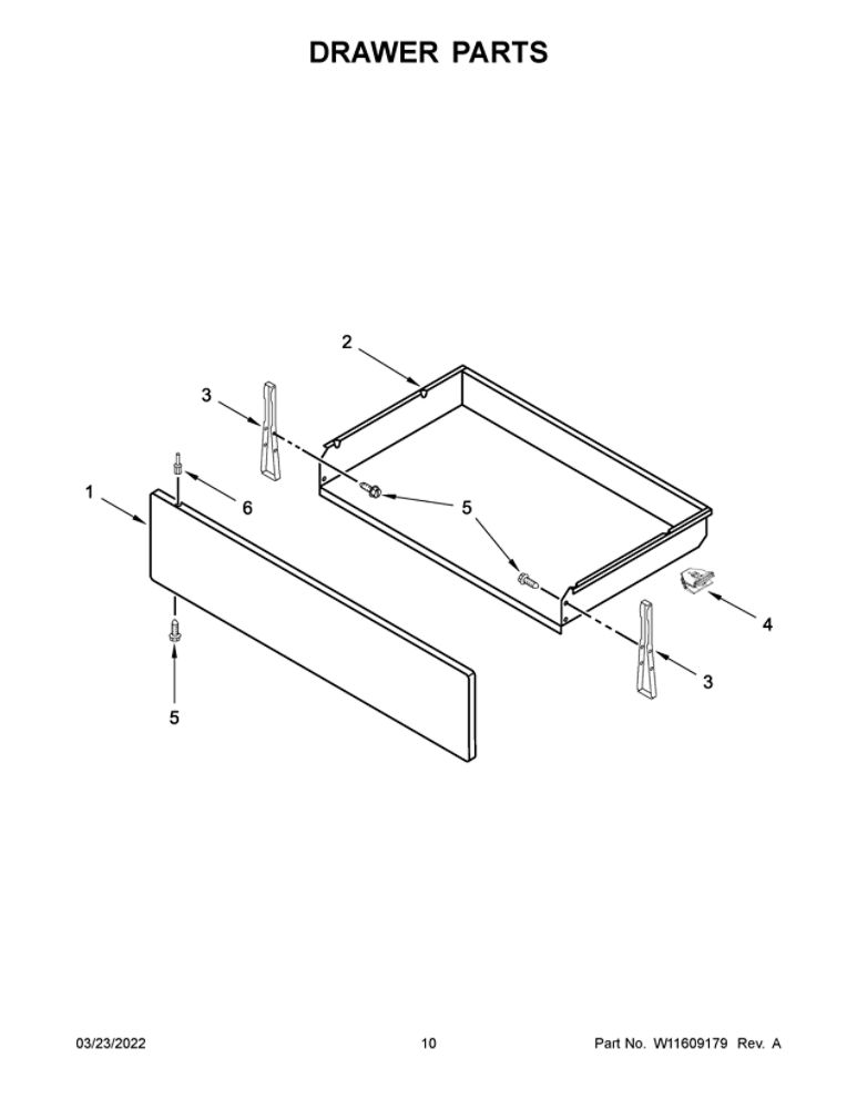 Drawer Parts Diagram and Parts List for YAER6603SFW5  Amana Range