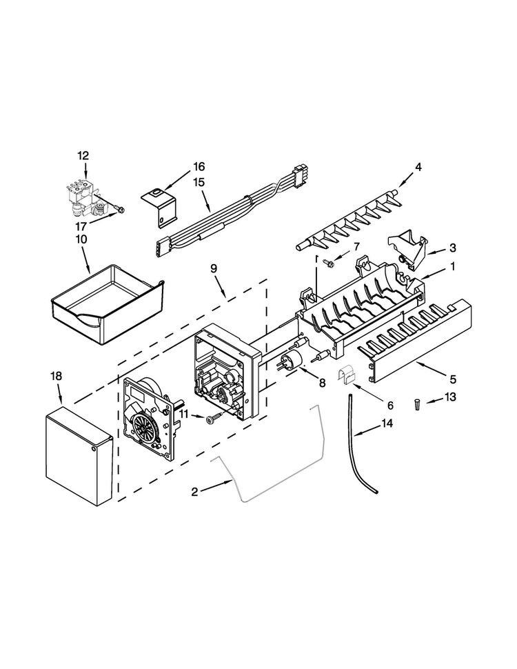 Ice Maker Parts Diagram and Parts List for JFC2089BEM01  Jenn-Air Refrigerator