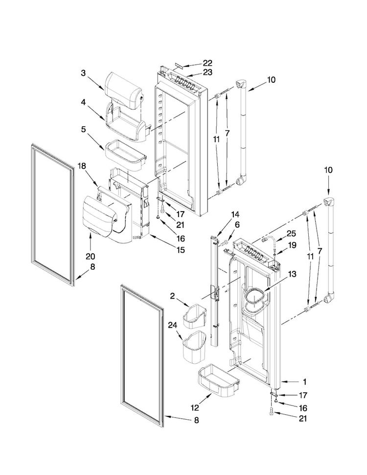 Refrigerator Door Parts Diagram and Parts List for JFI2089AEP7  Jenn-Air Refrigerator
