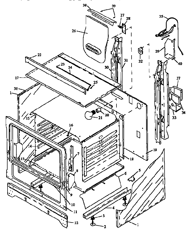 Cabinet Section Diagram and Parts List for RLN347UL P1142959NL Caloric Range
