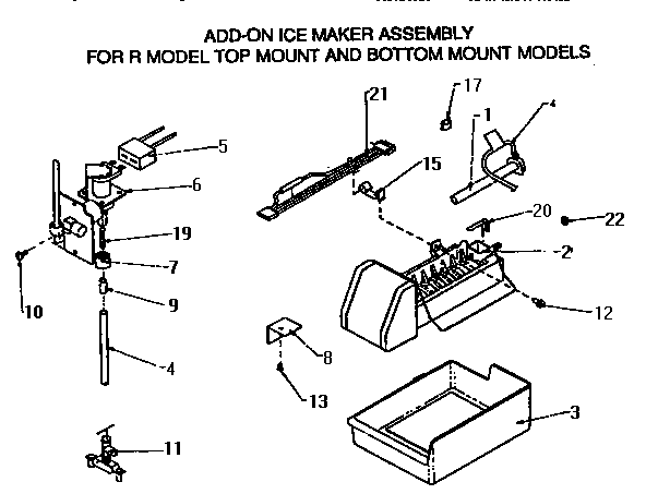 Icemaker Add On Diagram and Parts List for TX18R-P1158412W  Amana Refrigerator