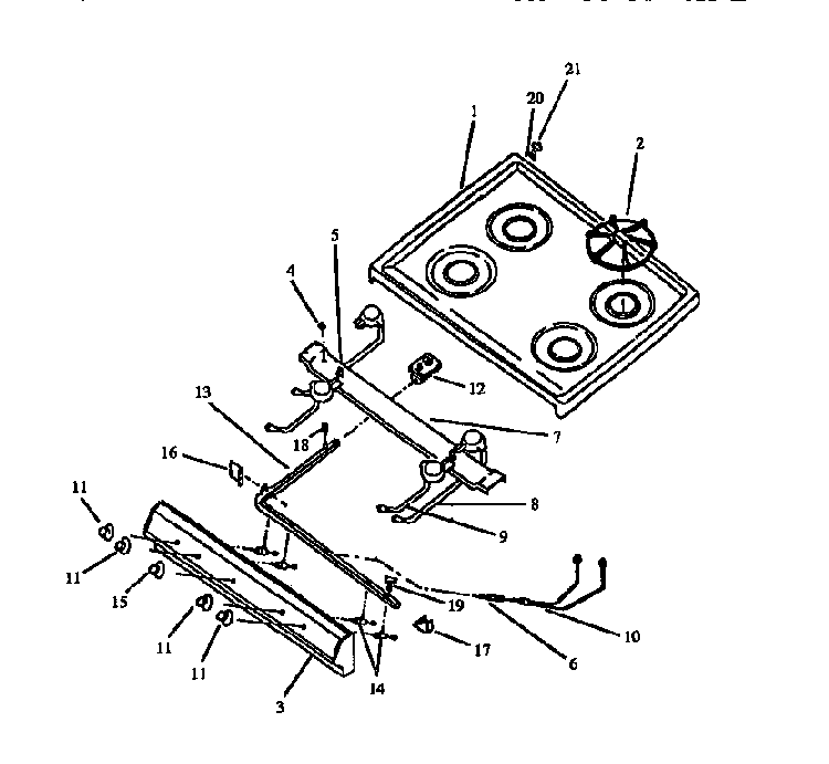Top&top Burner Assy W/o Spark Diagram and Parts List for RBP22AA P1142331NW,L Amana Range
