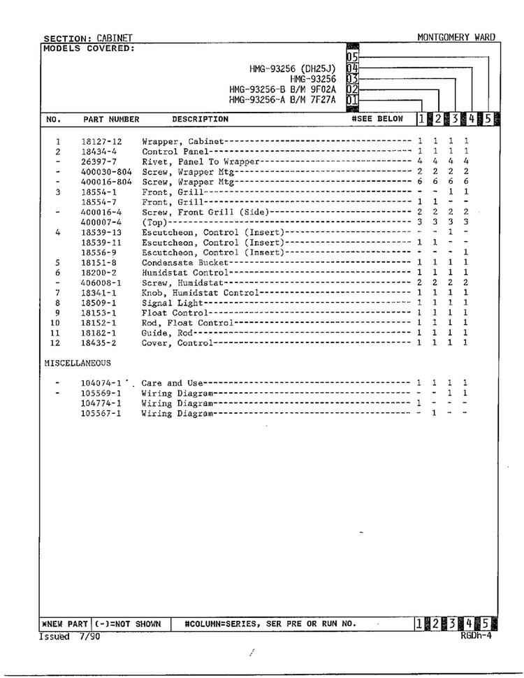 Cabinet/misc Page 2 Diagram and Parts List for 93256A  Admiral Dehumidifier