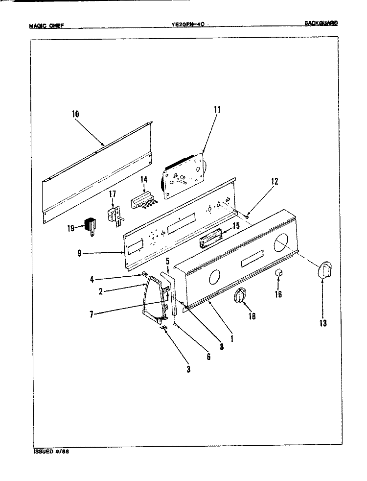 CONTROL PANEL (REV. A - B) Diagram and Parts List for YE20FY4C  Magic Chef Dryer