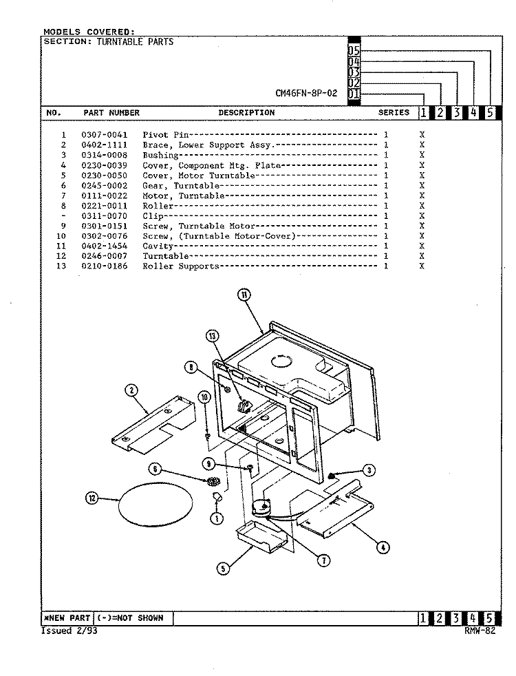 TURNTABLE (CM46FN - 8P - 02) Diagram and Parts List for 77FN-5EVWM  Magic Chef Microwave Oven Combo