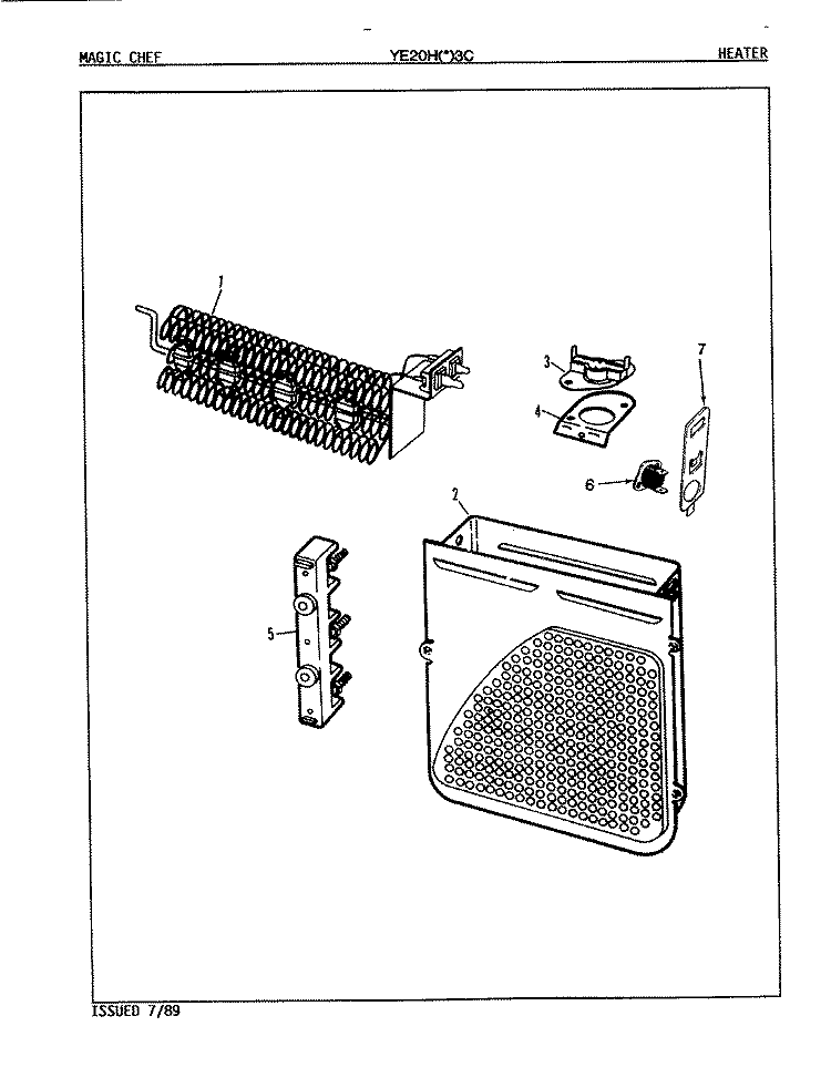 HEATER (REV. A - D) Diagram and Parts List for YE20HA3C  Magic Chef Dryer