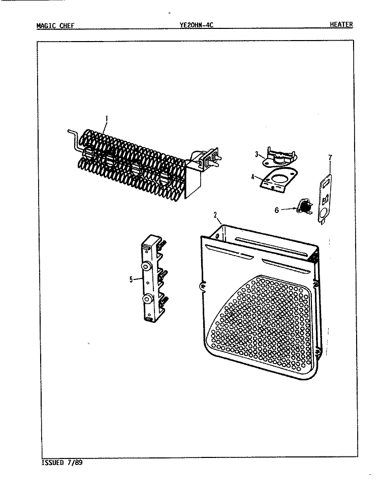HEATER (REV. A) Diagram and Parts List for YE20HN4C  Magic Chef Dryer