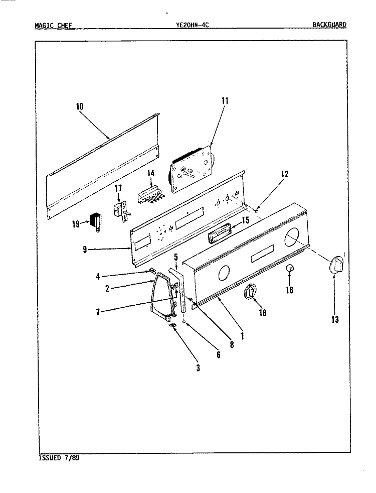CONTROL PANEL (REV. A) Diagram and Parts List for YE20HN4C  Magic Chef Dryer