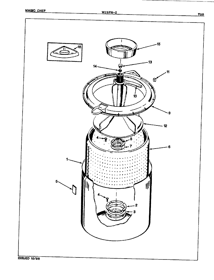 TUB (REV. A) Diagram and Parts List for W25FA2  Magic Chef Washer
