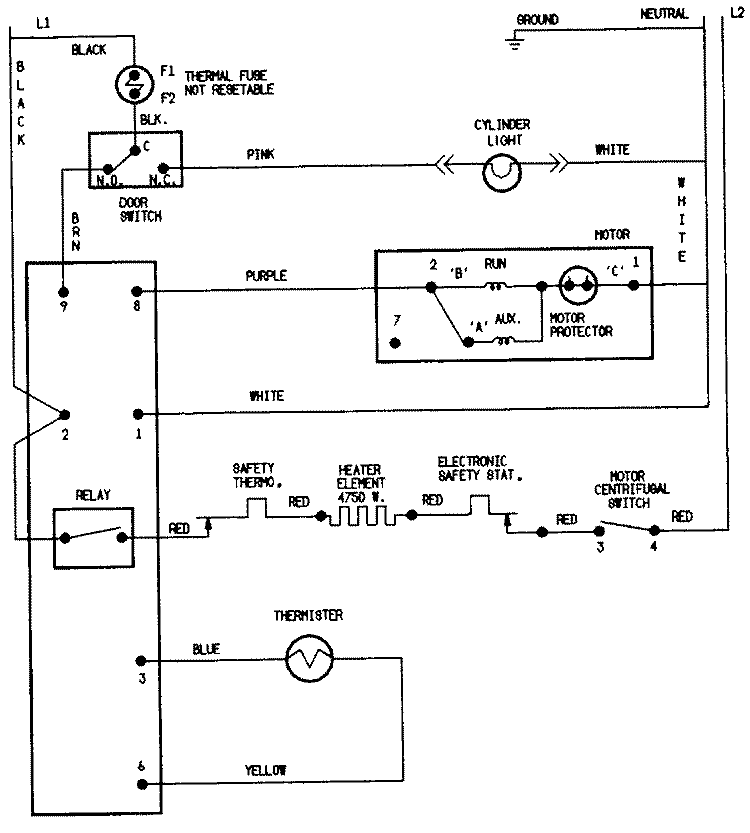 WIRING INFORMATION Diagram and Parts List for YE209KW  Magic Chef Dryer