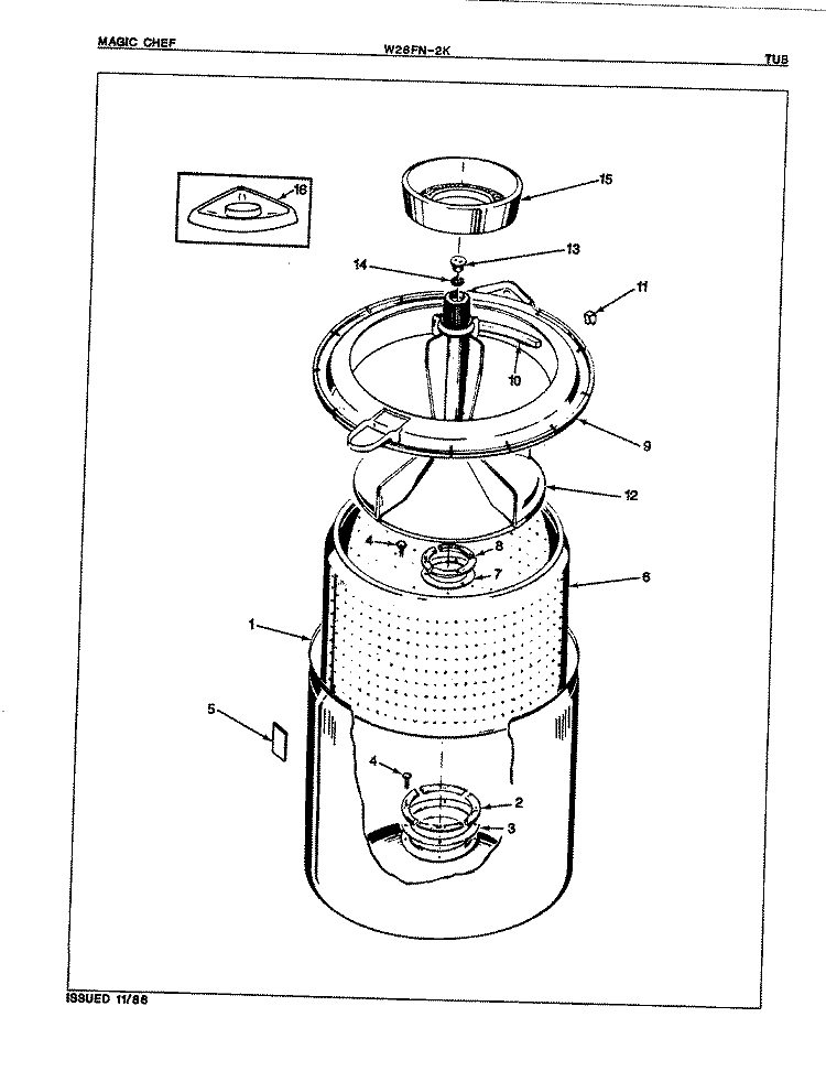 TUB (REV. A) Diagram and Parts List for W26FN2K  Magic Chef Washer