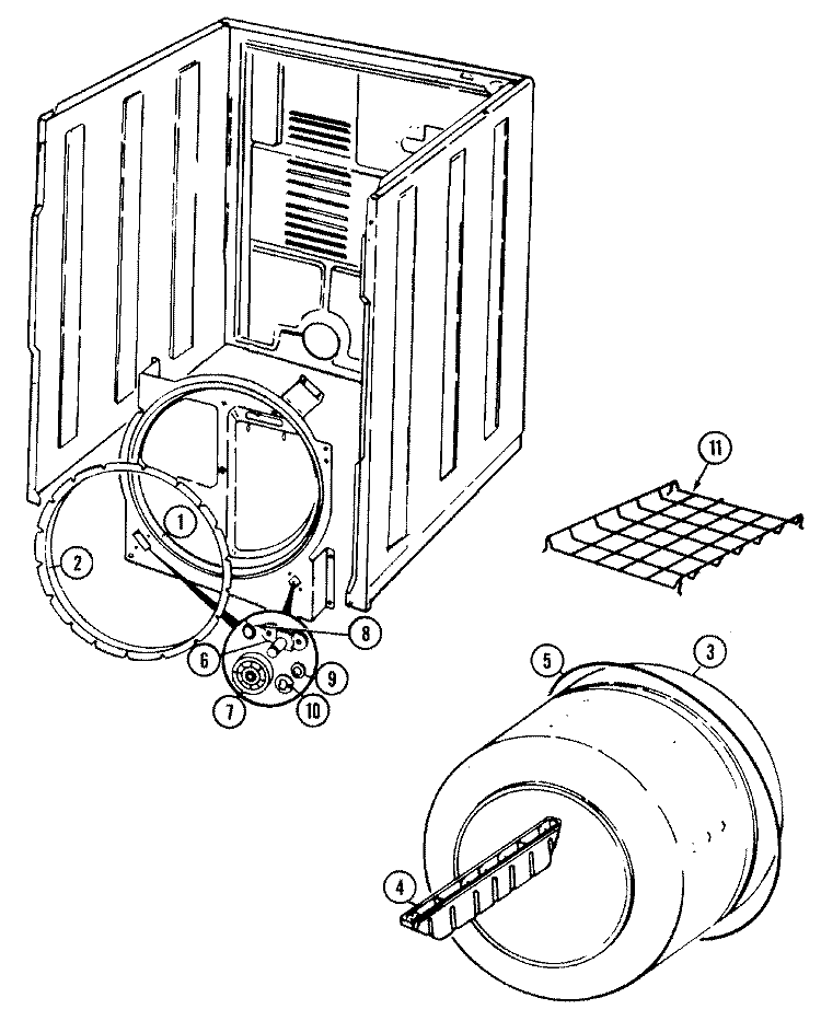 TUMBLER Diagram and Parts List for YE206KA  Magic Chef Dryer