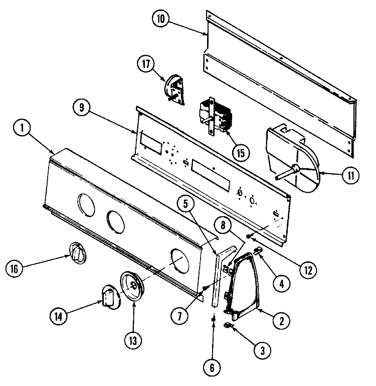 CONTROL PANEL Diagram and Parts List for W205KW  Magic Chef Washer