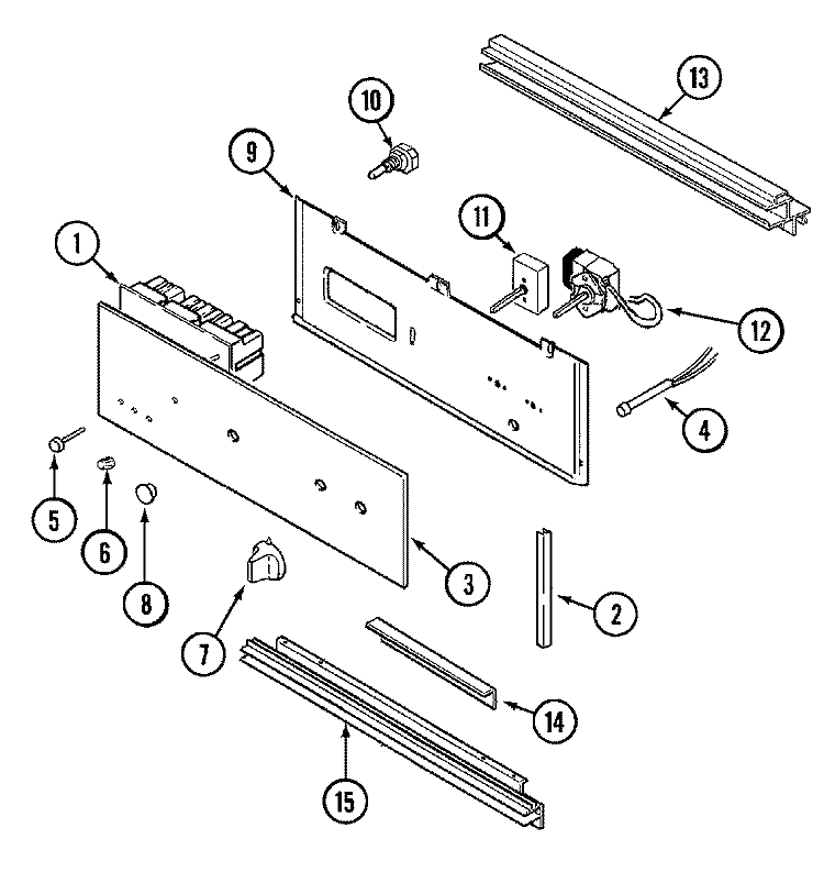 CONTROL PANEL Diagram and Parts List for 9834XPB  Magic Chef Wall Oven