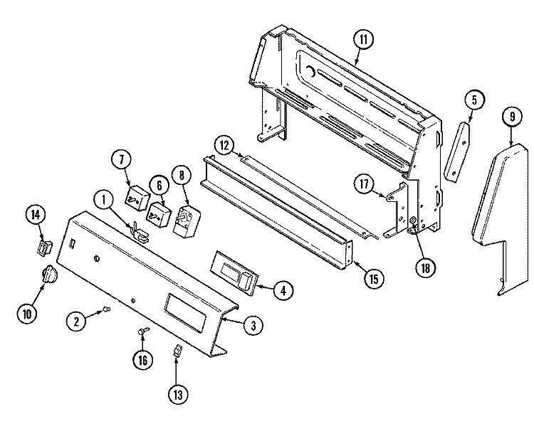 CONTROL PANEL Diagram and Parts List for G3521WRA  Maytag Range