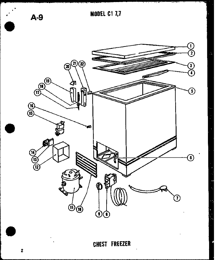 Page 1 Diagram and Parts List for CI77  Amana Freezer