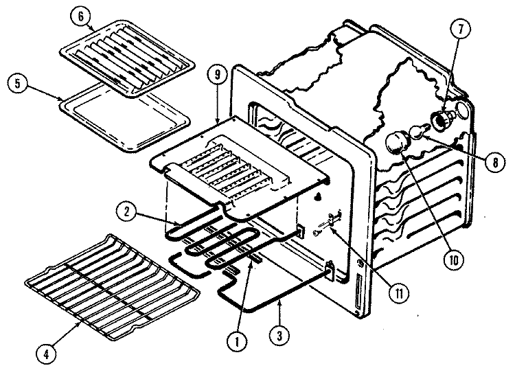OVEN Diagram and Parts List for 3889VRA  Magic Chef Range