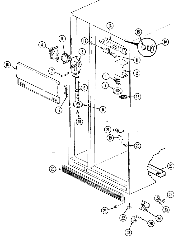 FRESH FOOD COMPARTMENT Diagram and Parts List for AS22M8A  Admiral Refrigerator