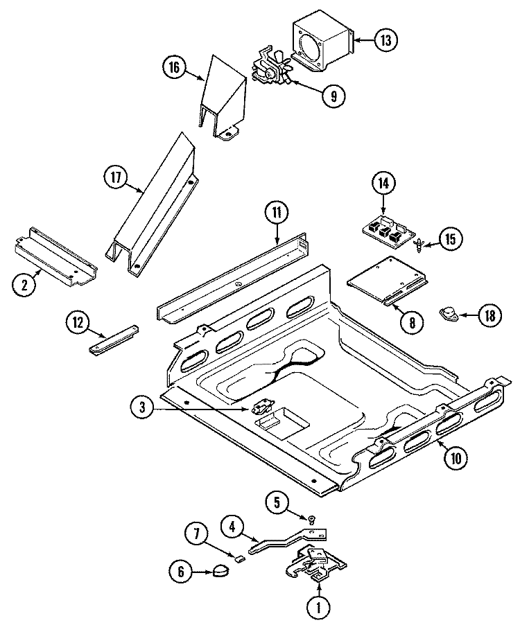 INTERNAL CONTROLS Diagram and Parts List for 5898XVB  Magic Chef Range
