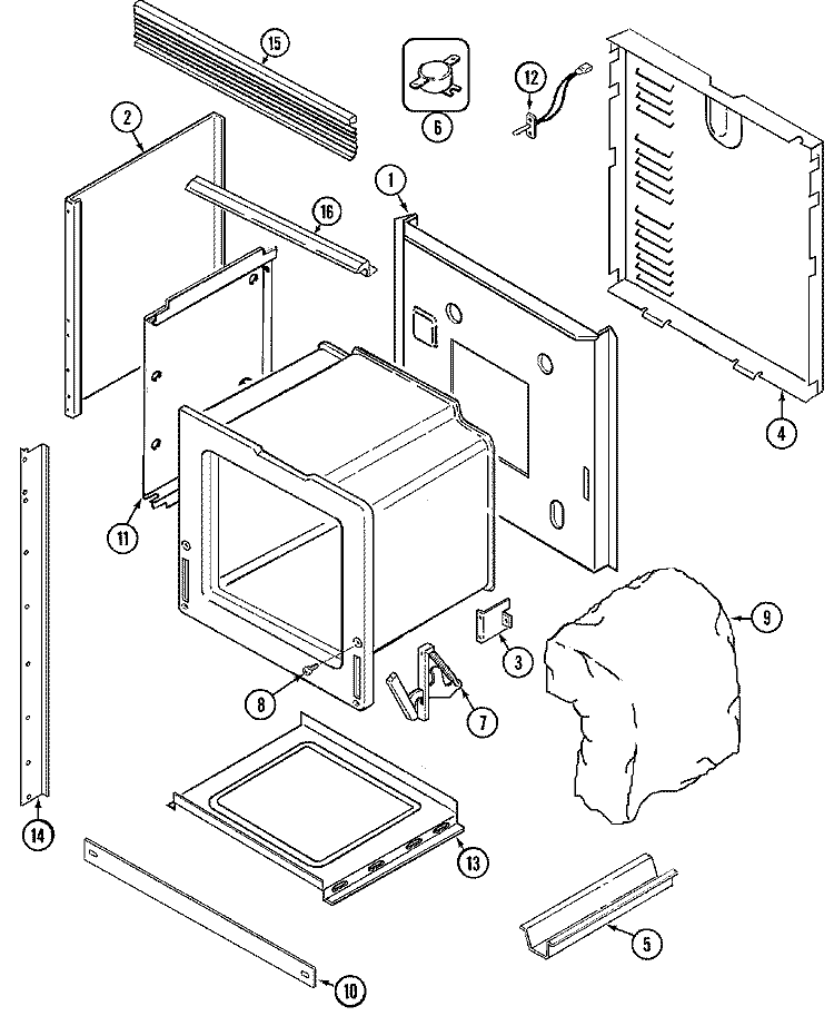BODY Diagram and Parts List for 9895VRV  Magic Chef Wall Oven