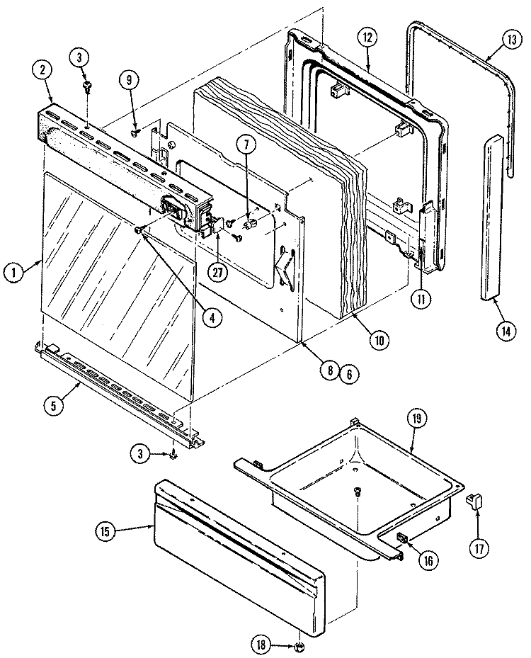 DOOR / DRAWER (6500SRx) Diagram and Parts List for 6500SRS  Magic Chef Range