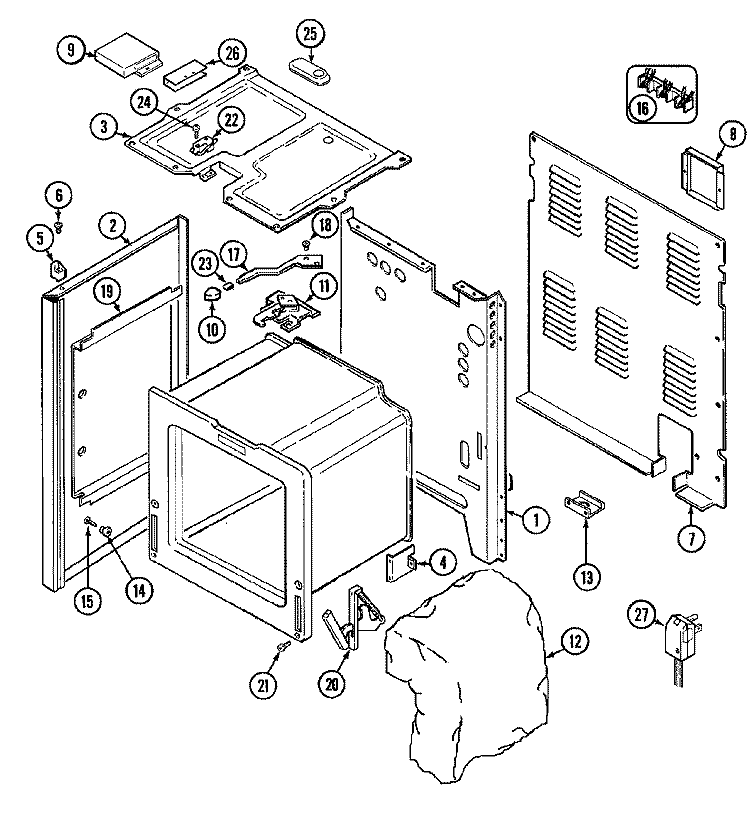 BODY Diagram and Parts List for 3842VRV  Magic Chef Range