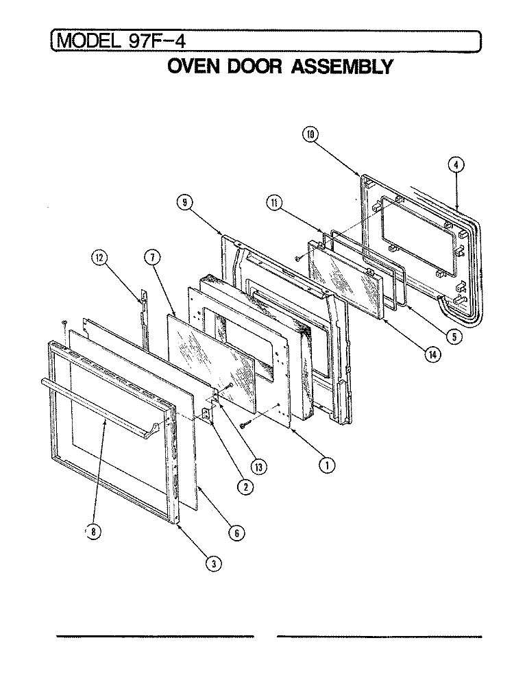 DOOR - UPPER (SER. 1 - 16) Diagram and Parts List for 97FN-4EXWW  Magic Chef Wall Oven