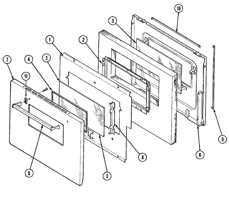 DOOR - UPPER Diagram and Parts List for 9524WPA  Magic Chef Wall Oven