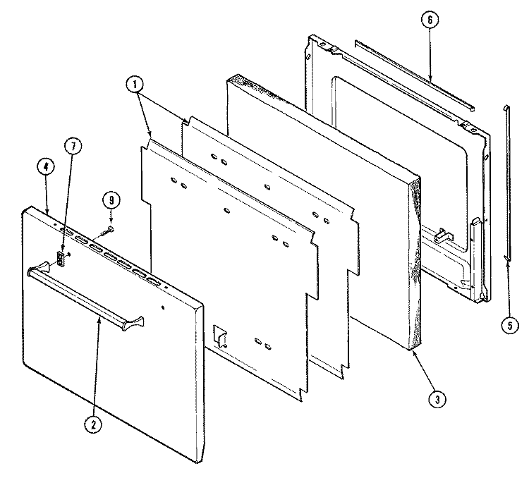 DOOR - LOWER Diagram and Parts List for 9524WPA  Magic Chef Wall Oven