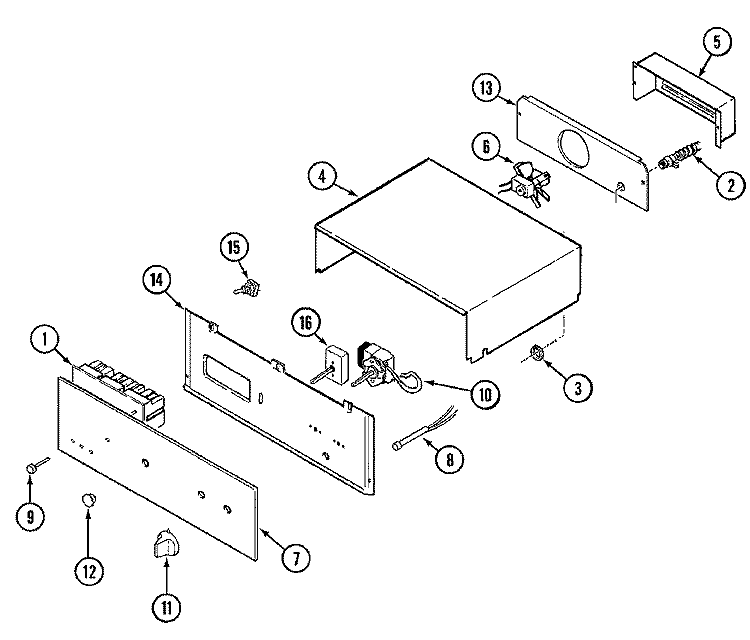 CONTROL PANEL Diagram and Parts List for 9524WPA  Magic Chef Wall Oven