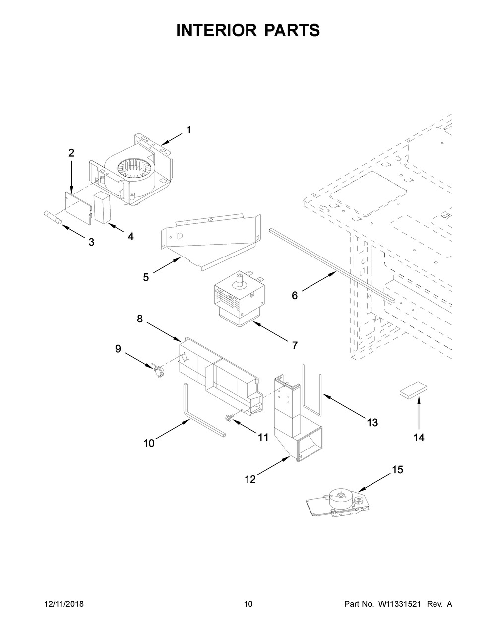 Interior Parts Diagram and Parts List for JMDFS30HM0  Maytag Microwave