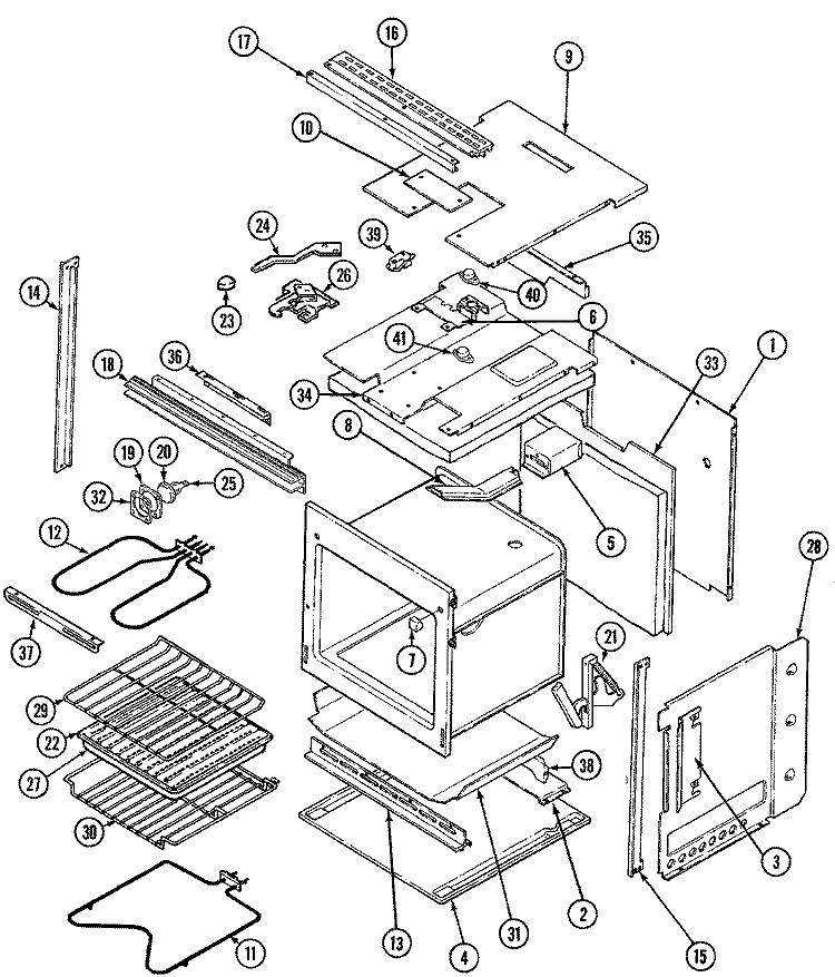 OVEN / BODY Diagram and Parts List for 9814VPV  Magic Chef Wall Oven
