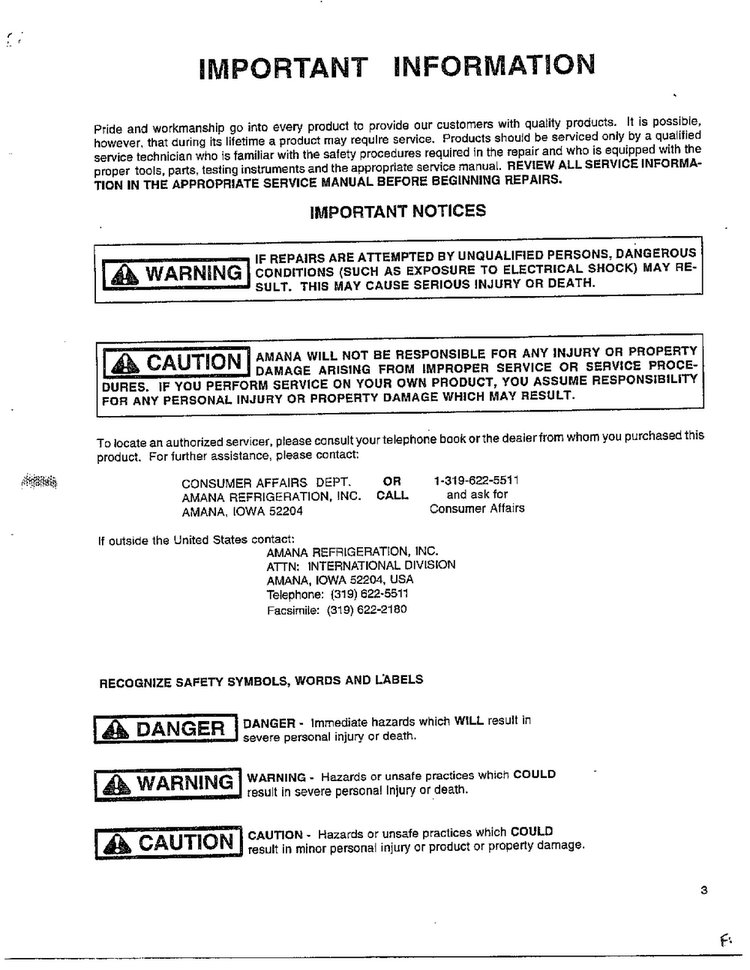 Information Diagram and Parts List for P1200801R  Amana Air Conditioner
