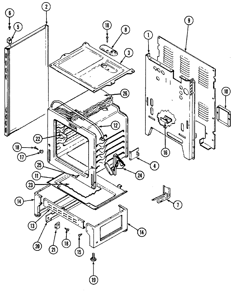 BODY Diagram and Parts List for 3510KPA  Magic Chef Range