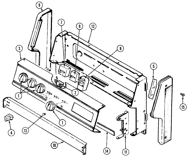 CONTROL PANEL Diagram and Parts List for 3524SRA  Magic Chef Range