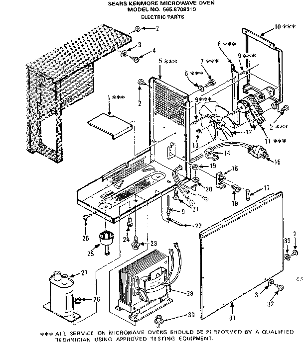 Electric Parts Diagram and Parts List for 5658708310  Kenmore Microwave